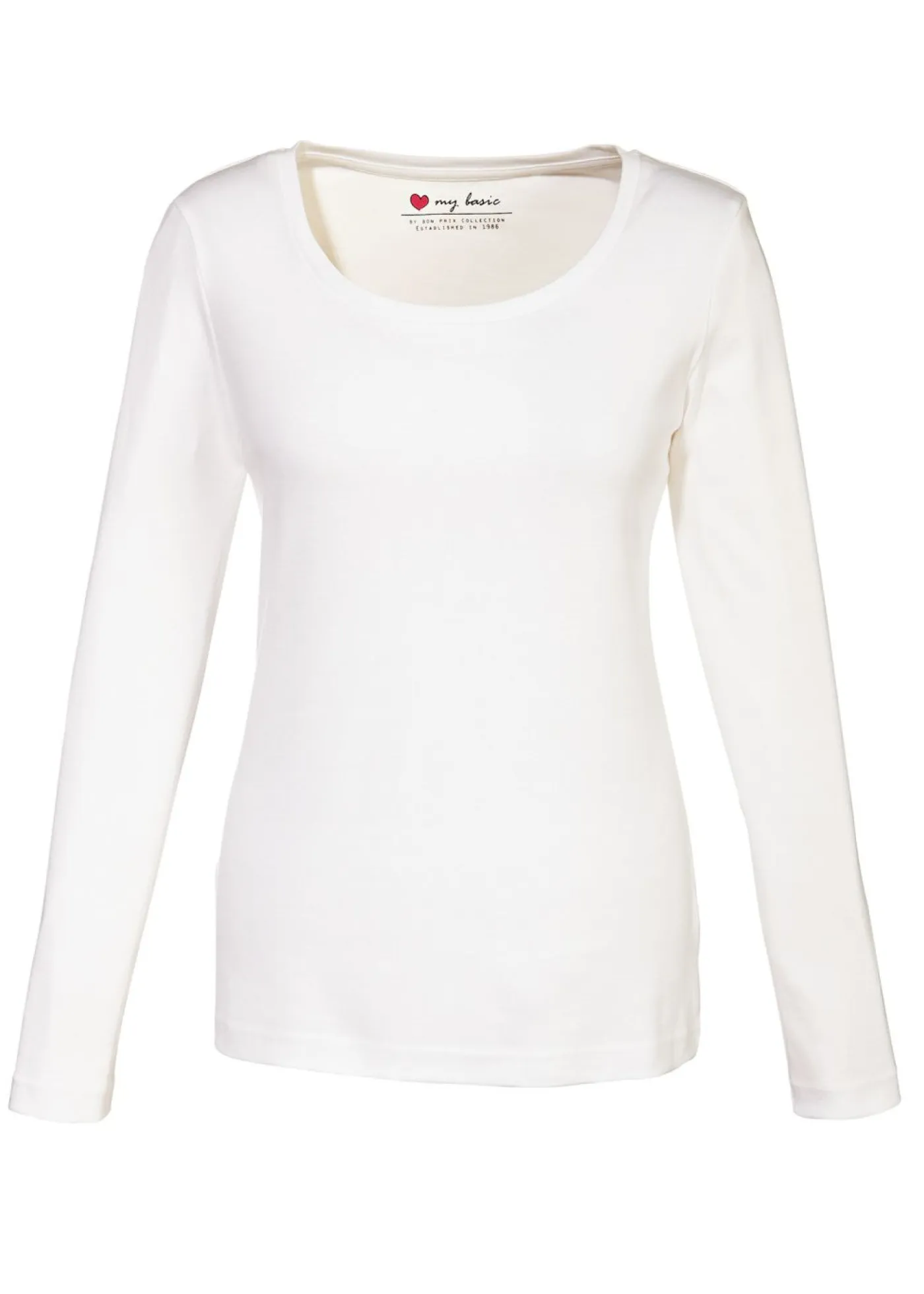 bonprix bonprix Básicos|Camisetas>Camiseta de algodón orgánico puro con manga larga Blanco