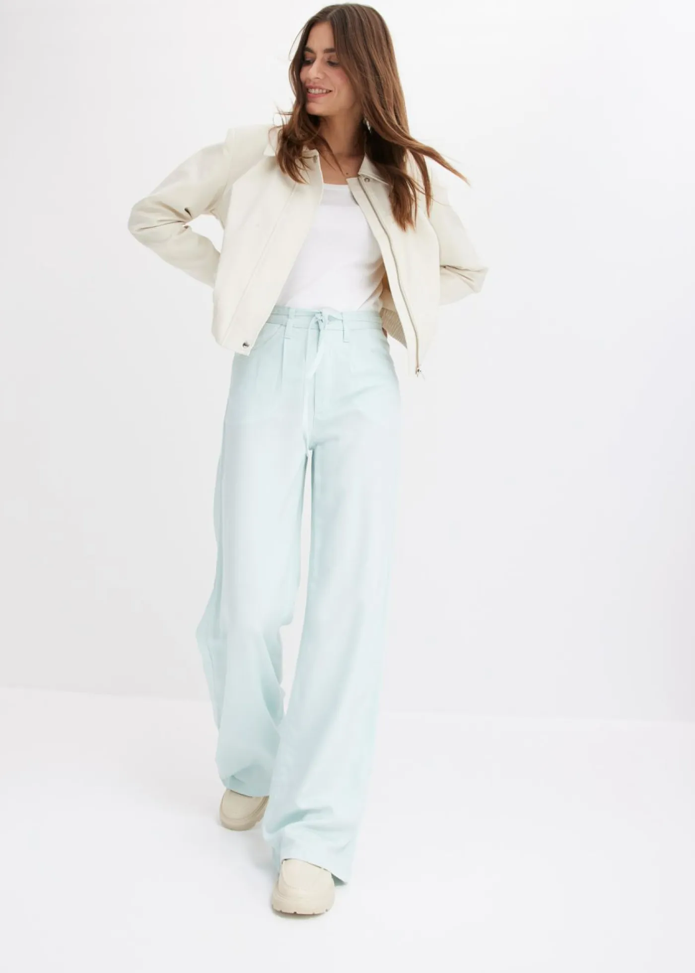 bonprix bonprix Básicos|Camisetas>Camiseta de algodón orgánico puro con manga larga Blanco