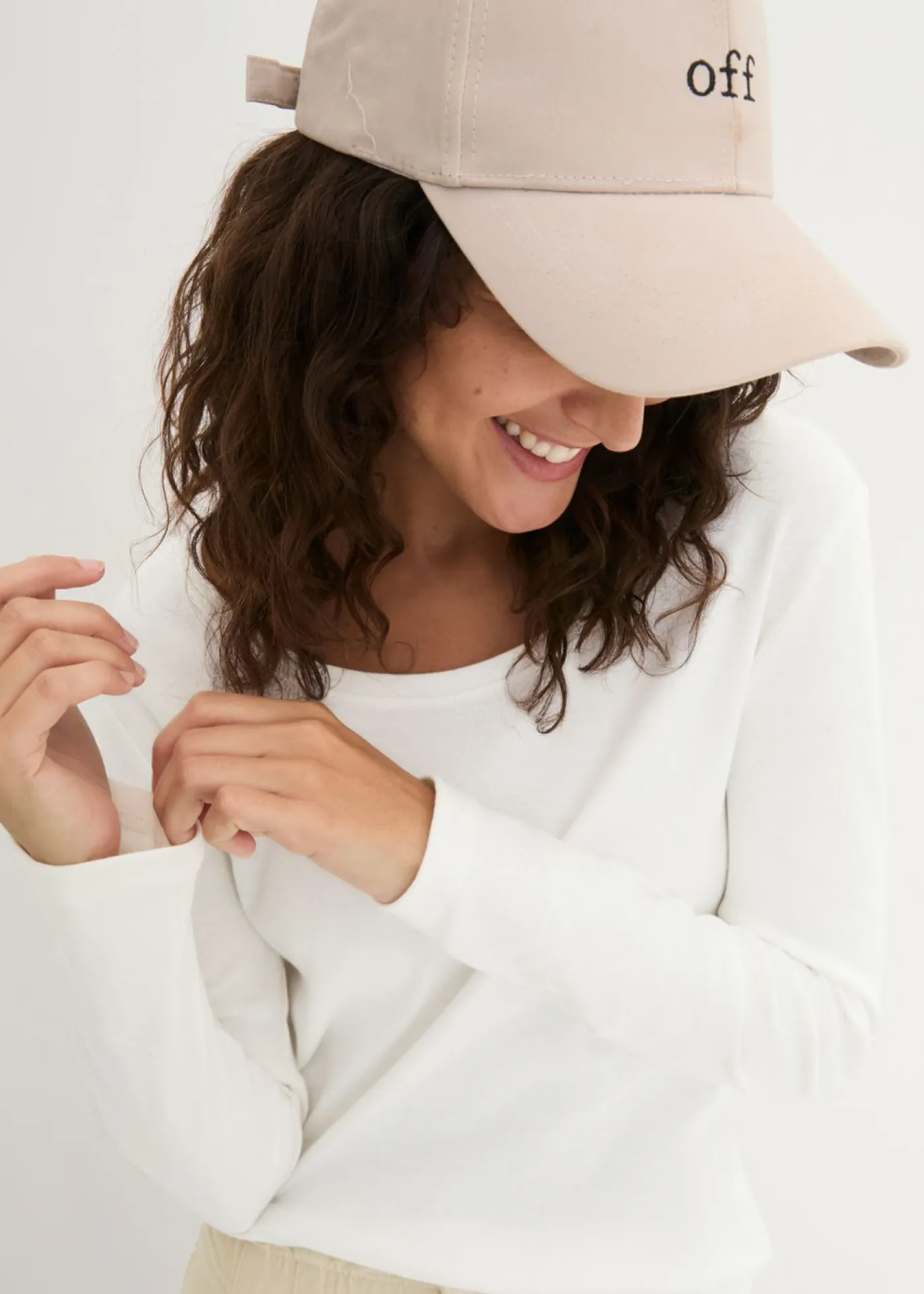 bonprix bonprix Básicos|Camisetas>Camiseta de algodón orgánico puro con manga larga Blanco