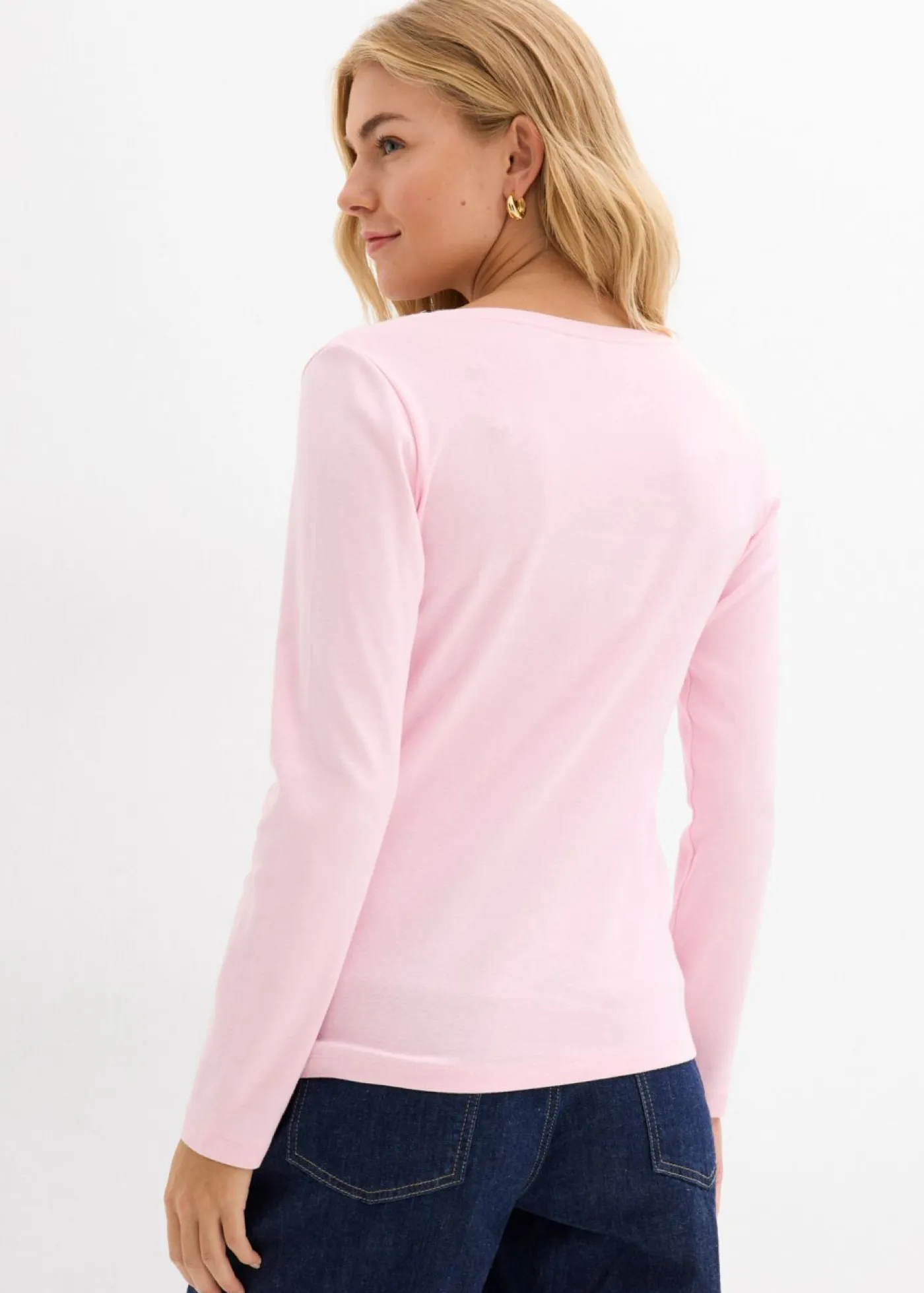 bonprix bonprix Básicos|Camisetas>Camiseta de algodón orgánico puro con manga larga rosa cristal