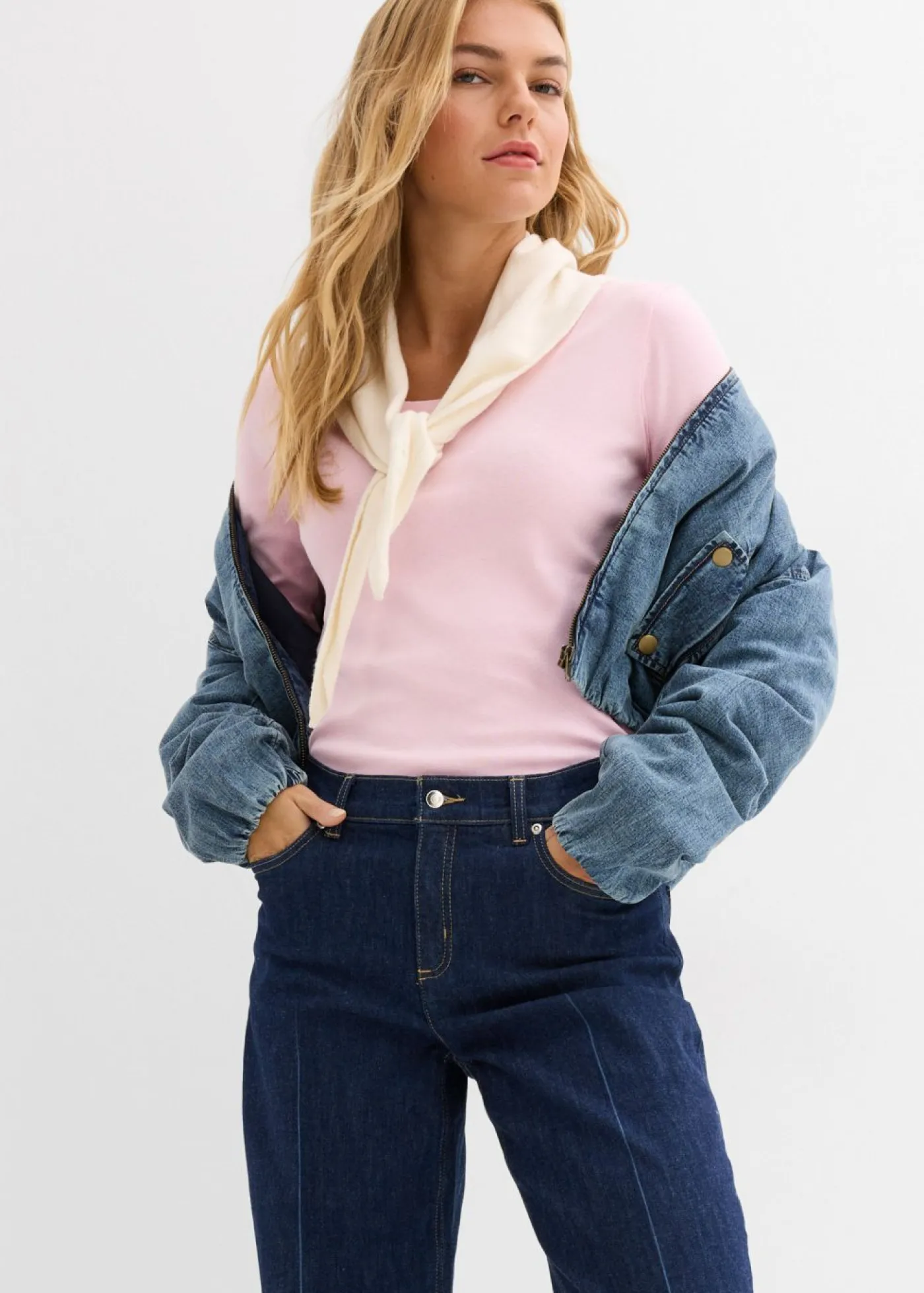 bonprix bonprix Básicos|Camisetas>Camiseta de algodón orgánico puro con manga larga rosa cristal