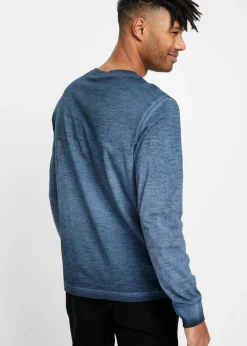 Hombre bonprix bonprix Camiseta de algodón orgánico con manga larga, cuello henley y aspecto desgastado