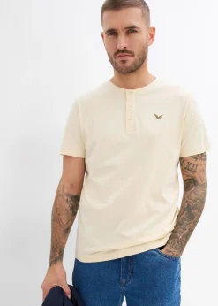 Hombre bonprix bonprix Camiseta de algodón orgánico puro con cuello henley (3 unidades)