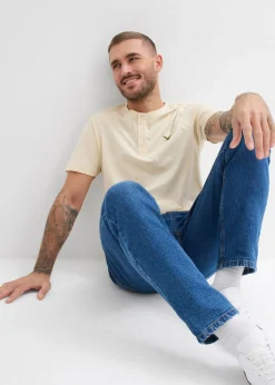 Hombre bonprix bonprix Camiseta de algodón orgánico puro con cuello henley (3 unidades)