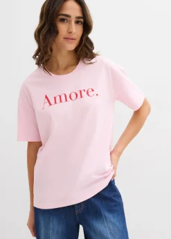 bonprix bonprix Camisetas>Camiseta de algodón orgánico puro rosa cristal-fresa