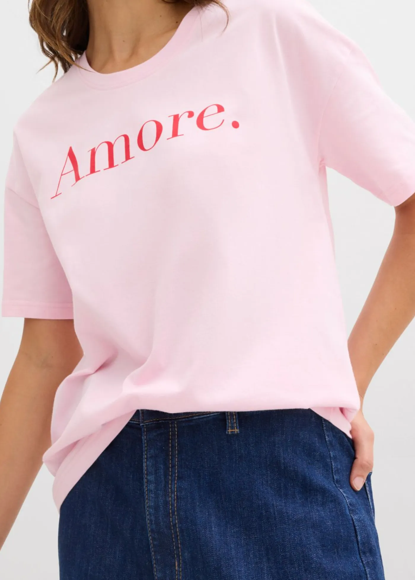 bonprix bonprix Camisetas>Camiseta de algodón orgánico puro rosa cristal-fresa
