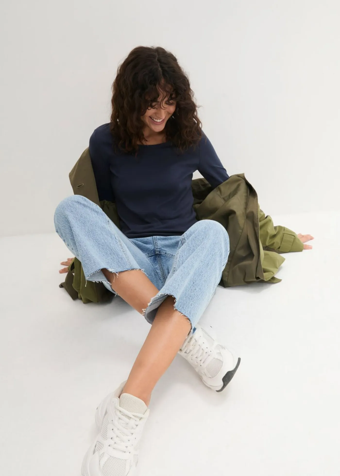 bonprix bonprix Básicos|Camisetas>Camiseta de algodón orgánico puro con manga larga Azul marino