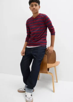 Niños bonprix bonprix Camiseta de algodón orgánico puro con cuello henley (2 unidades)