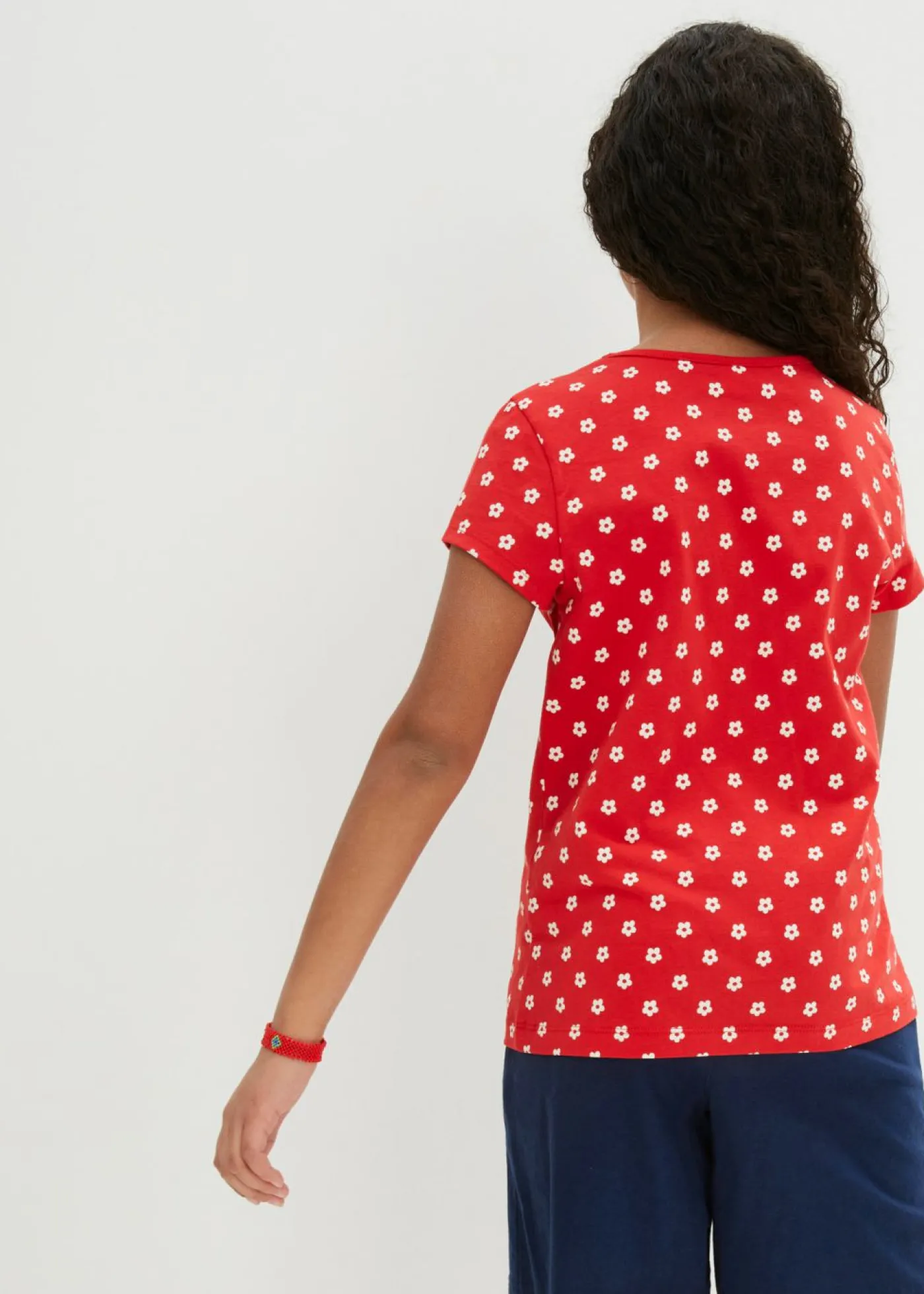 bonprix bonprix Ropa 2 A 9 Años·Camisetas|Ropa 2 A 9 Años·Multipack>Camiseta de algodón orgánico puro (2 unidades) fresa+blanco con flores