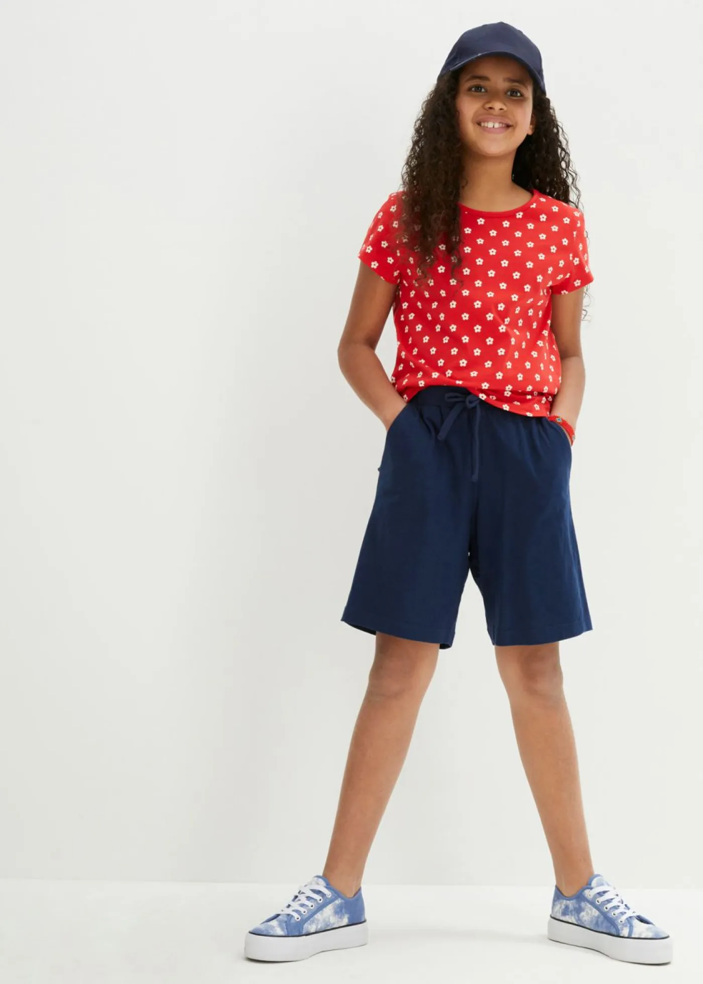 bonprix bonprix Ropa 2 A 9 Años·Camisetas|Ropa 2 A 9 Años·Multipack>Camiseta de algodón orgánico puro (2 unidades) fresa+blanco con flores