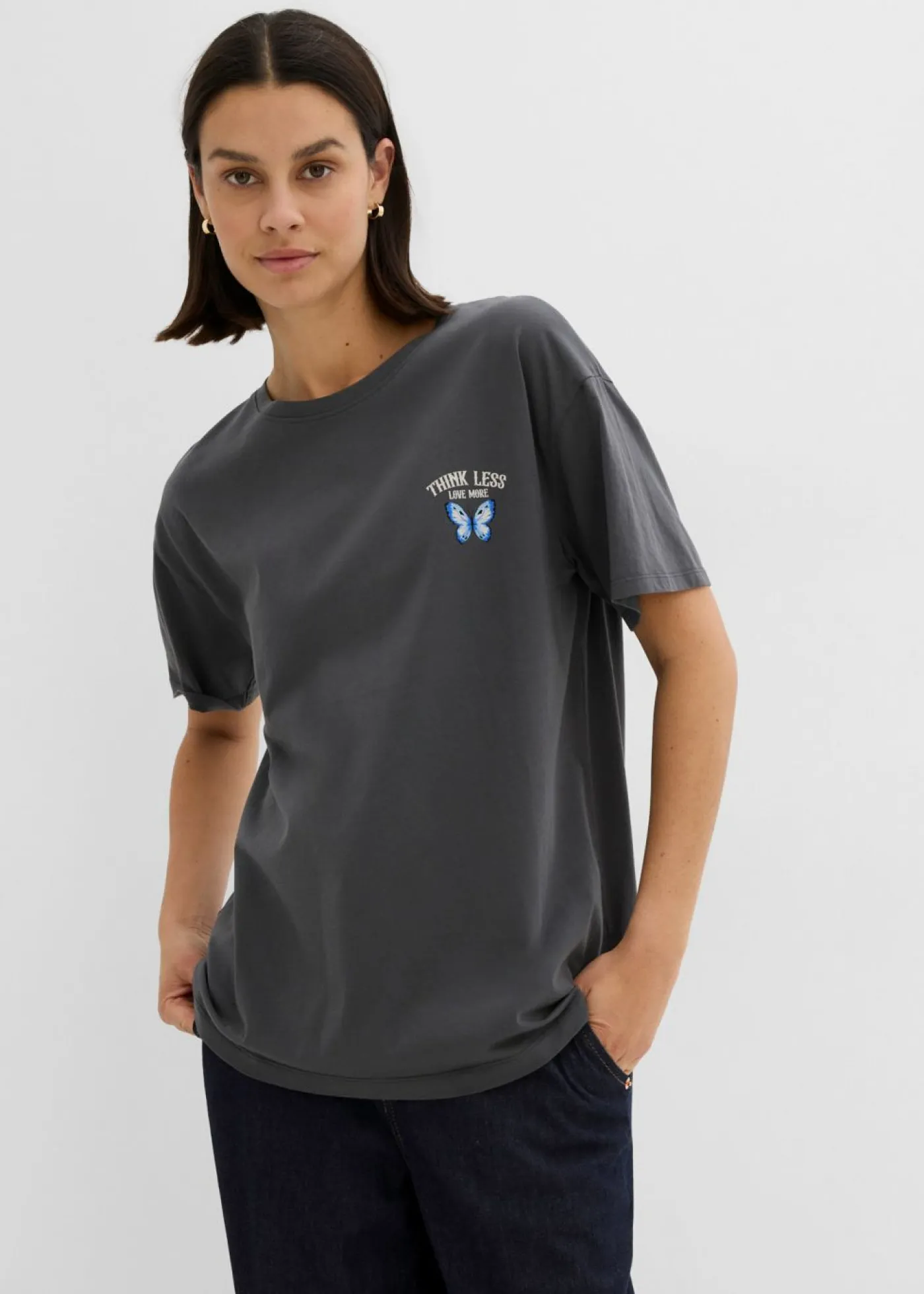 bonprix bonprix Camisetas>Camiseta de algodón orgánico puro antracita