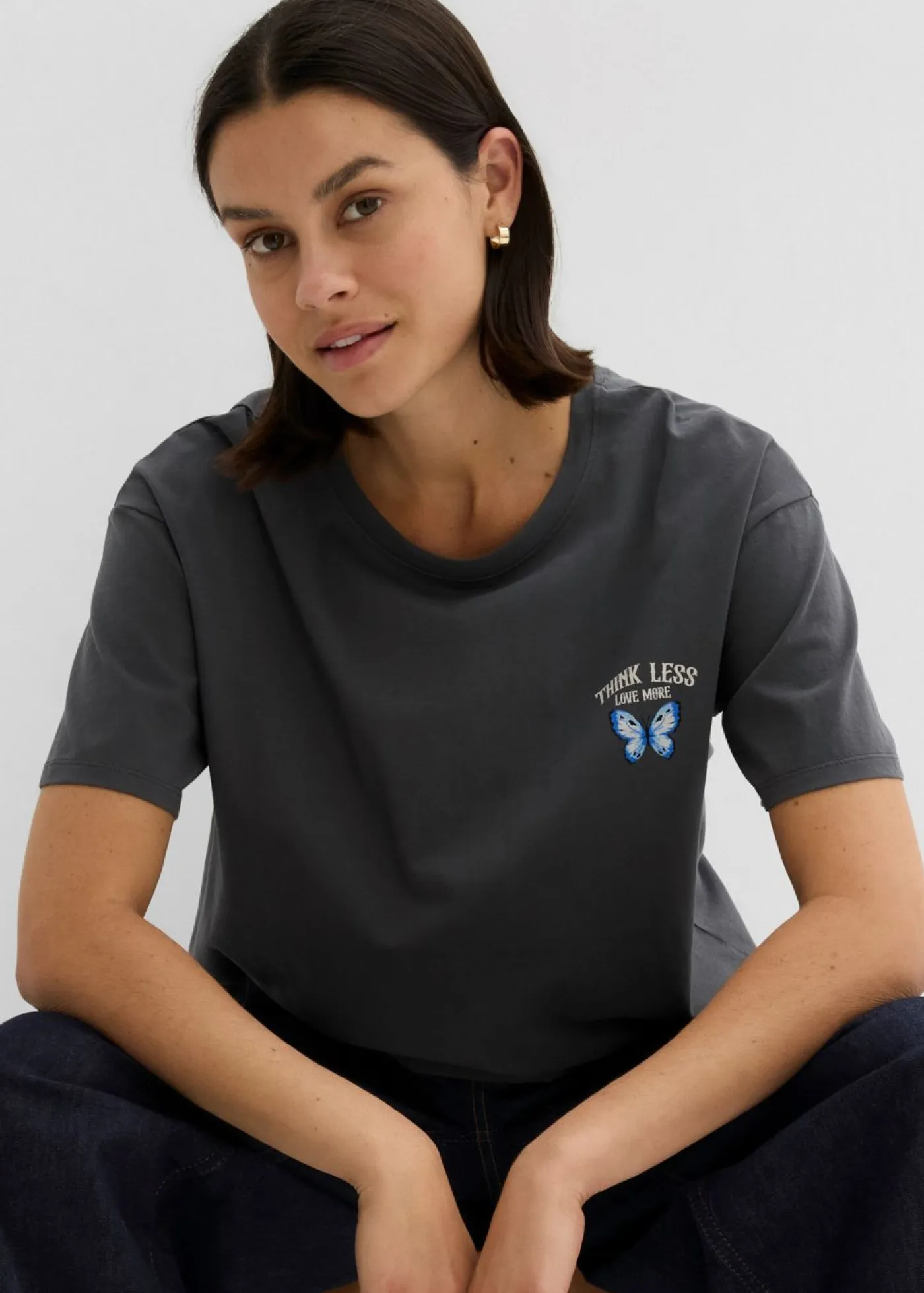 bonprix bonprix Camisetas>Camiseta de algodón orgánico puro antracita