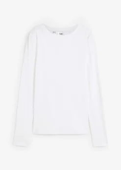 bonprix bonprix Básicos|Camisetas>Camiseta de algodón orgánico puro con manga larga Blanco