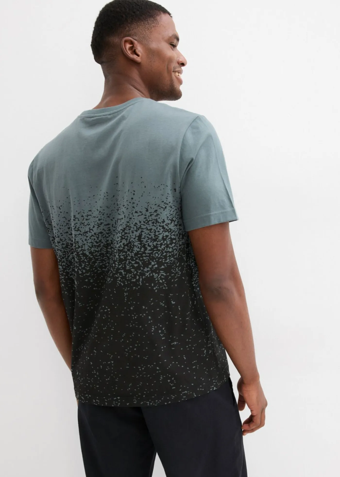 bonprix bonprix Camisetas Y Polos>Camiseta de algodón orgánico Verde eucalipto-negro