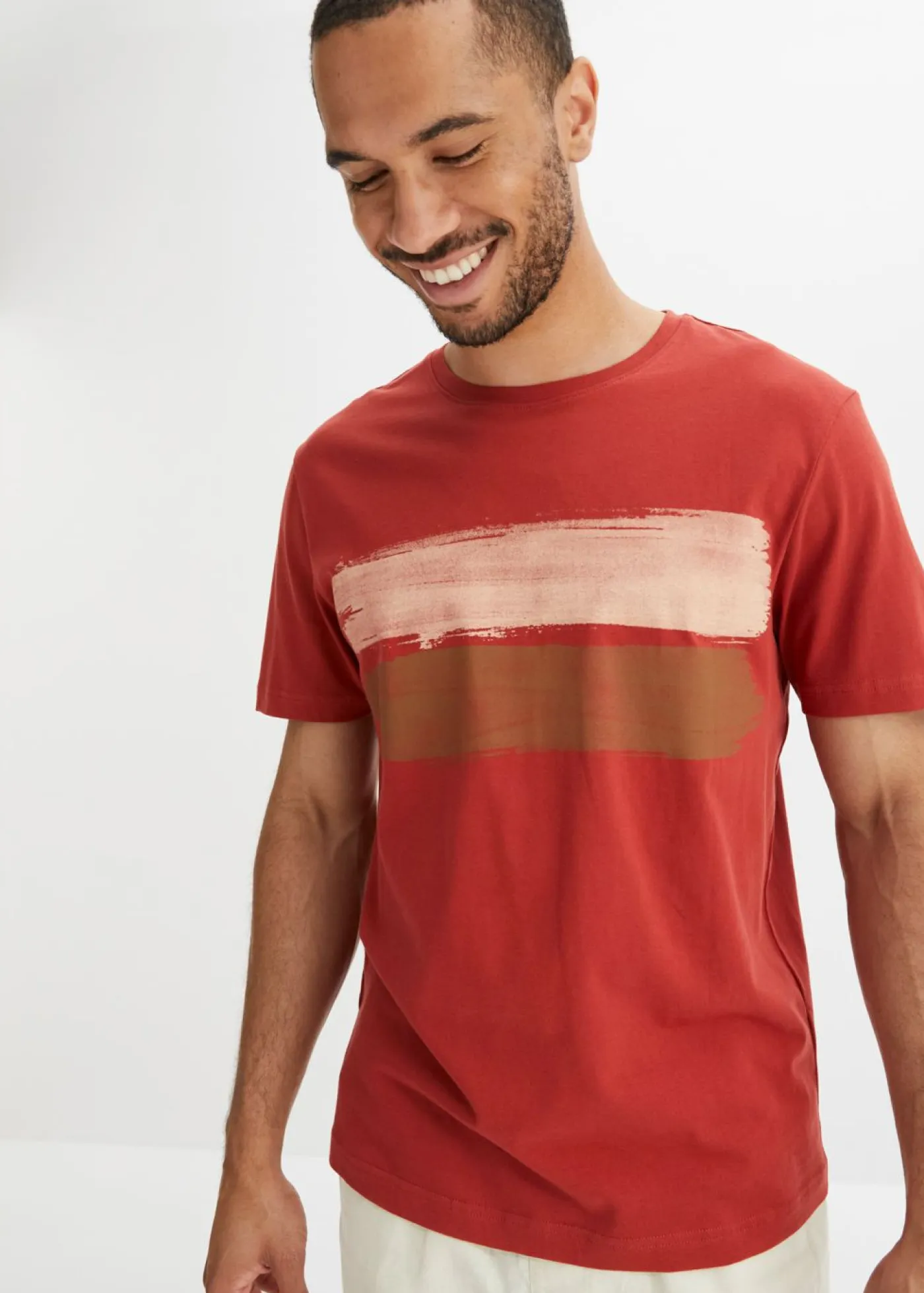 bonprix bonprix Camisetas Y Polos>Camiseta de algodón orgánico puro naranja óxido/turrón/beige