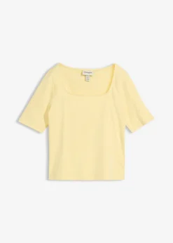 bonprix bonprix Básicos|Camisetas>Camiseta de algodón orgánico pesado Amarillo claro
