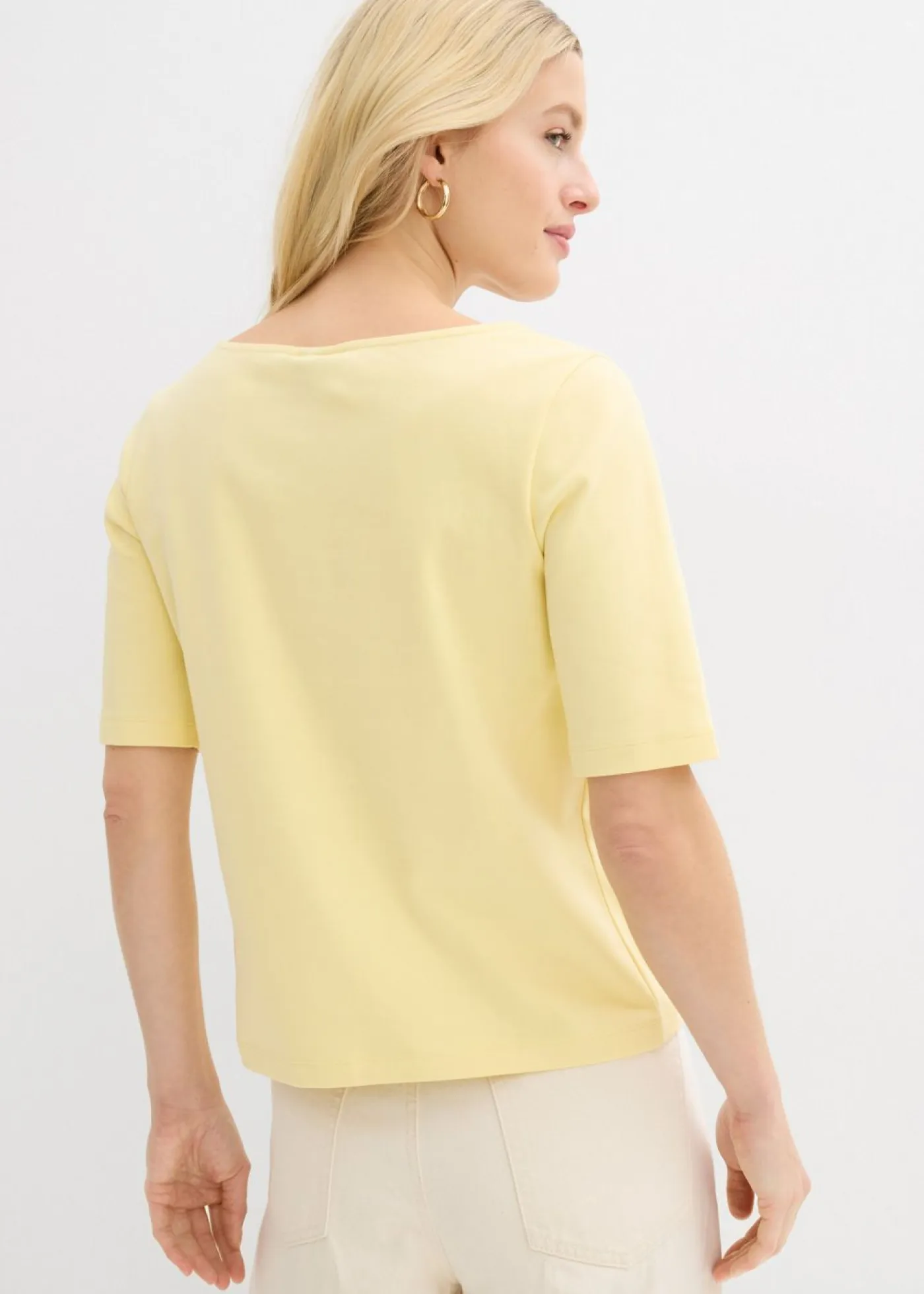 bonprix bonprix Básicos|Camisetas>Camiseta de algodón orgánico pesado Amarillo claro