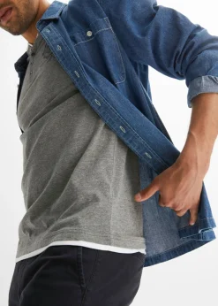 Hombre bonprix bonprix Camiseta de algodón orgánico puro con cuello henley y manga corta (2 unidades)