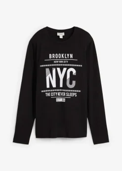 bonprix bonprix Camisetas Y Polos|Novedades>Camiseta de algodón orgánico puro con manga larga y corte ajustado Negro