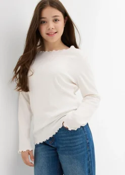 bonprix bonprix Ropa 9 A 16 Años·Camisetas Y Camisas>Camiseta de algodón orgánico puro con manga larga Blanco lana