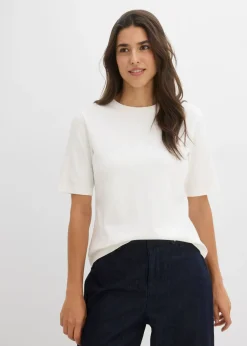 bonprix bonprix Camisetas|Novedades>Camiseta de algodón orgánico puro blanco perla