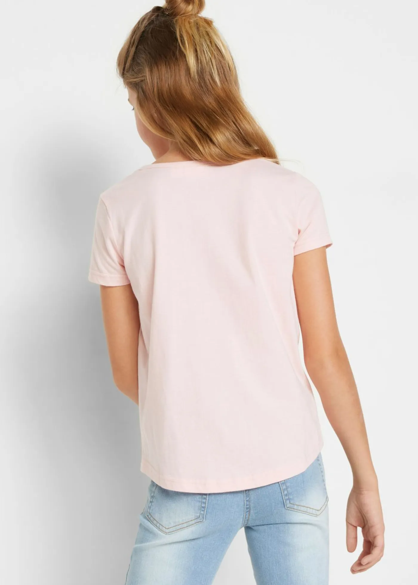 bonprix bonprix Ropa 9 A 16 Años·Camisetas Y Camisas|Ropa 9 A 16 Años·Packs De Ropa>Camiseta de algodón orgánico (2 unidades) gris claro jaspeado+rosa empolvado