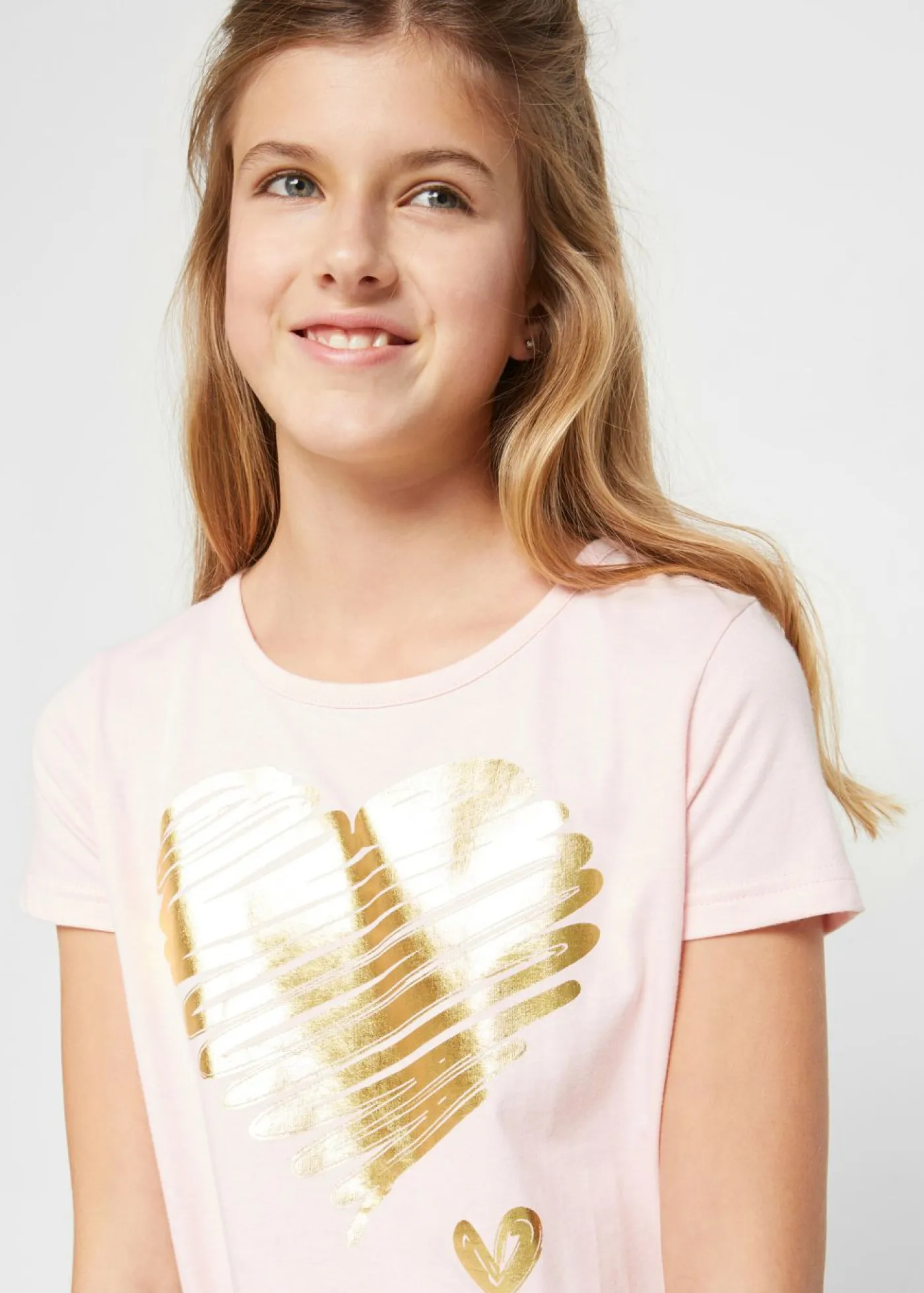 bonprix bonprix Ropa 9 A 16 Años·Camisetas Y Camisas|Ropa 9 A 16 Años·Packs De Ropa>Camiseta de algodón orgánico (2 unidades) gris claro jaspeado+rosa empolvado