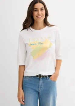 bonprix bonprix Camisetas>Camiseta de algodón orgánico puro Blanco