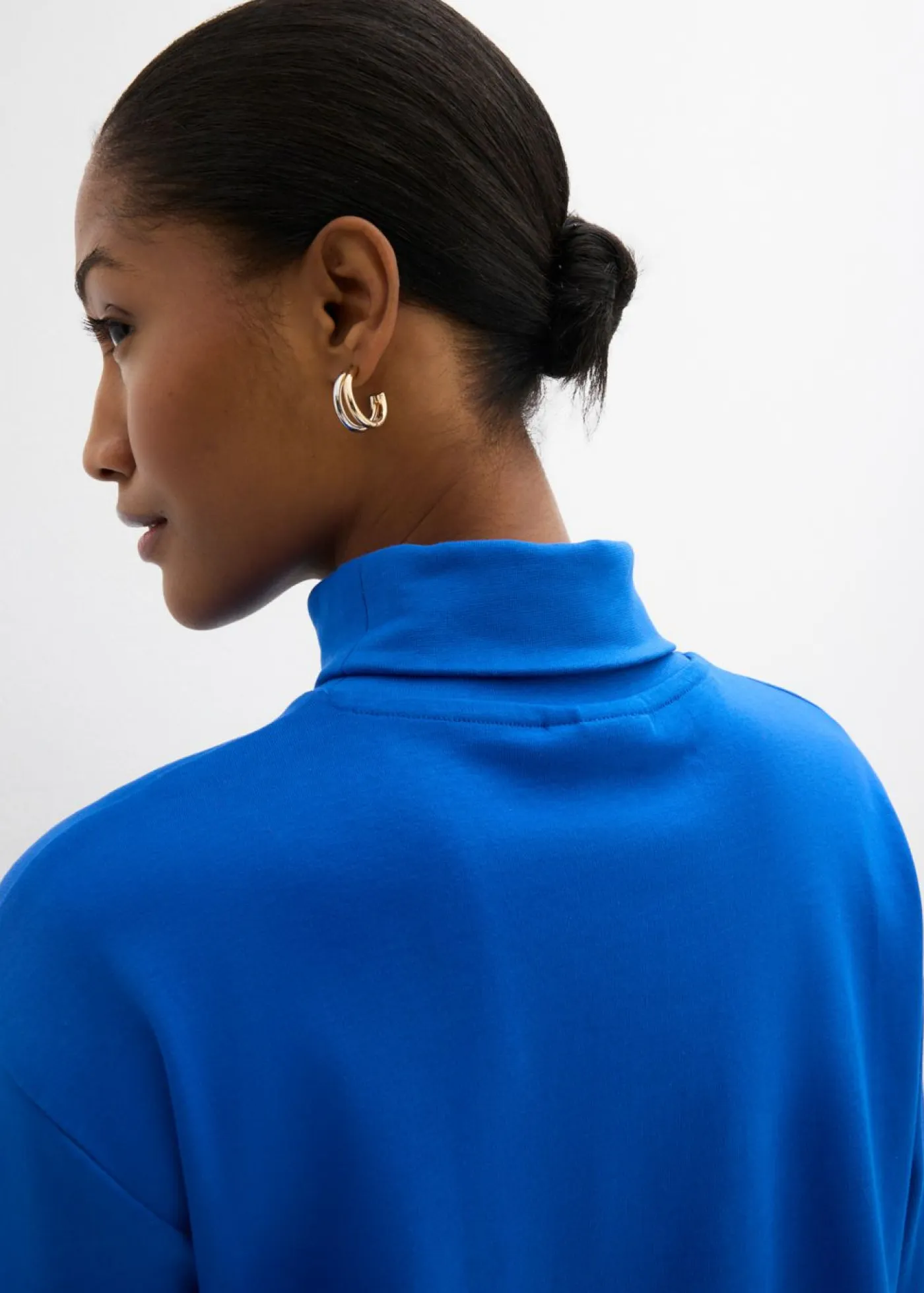 bonprix bonprix Esenciales|Camisetas>Camiseta de algodón orgánico puro con cuello alto Azul ártico