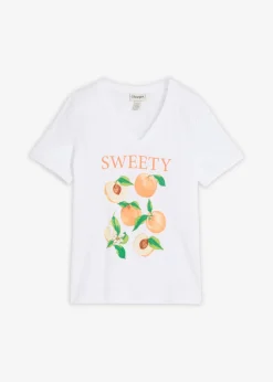 bonprix bonprix Camisetas|Novedades>Camiseta de algodón orgánico puro blanco-canela-marrón claro-óxido-verde oscuro-vainilla-verde pera-nectarina