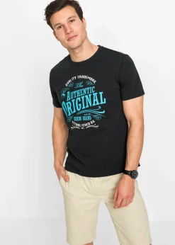 bonprix bonprix Camisetas Y Polos>Camiseta de algodón orgánico puro (2 unidades) Negro-turquesa