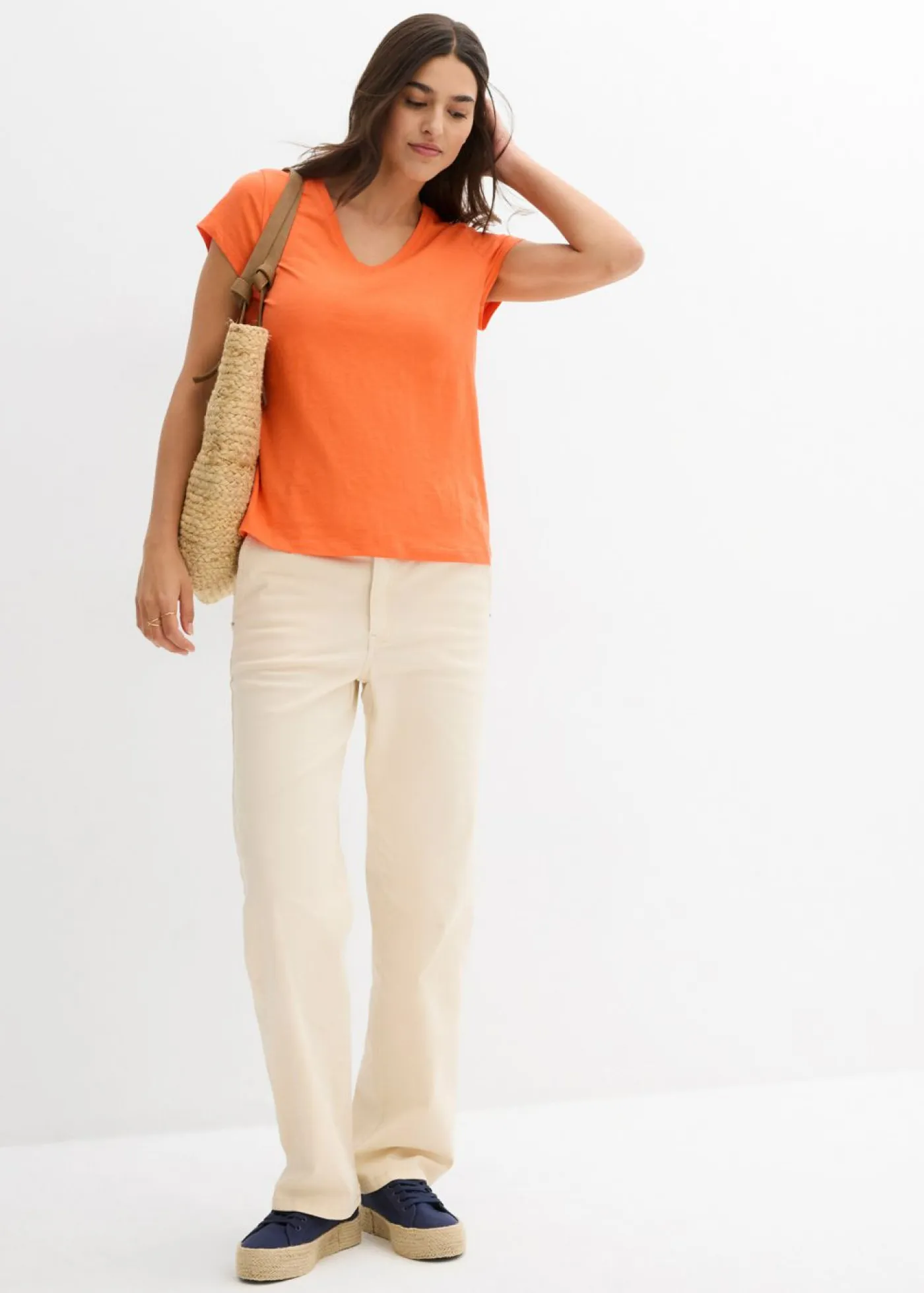 bonprix bonprix Básicos|Camisetas>Camiseta de algodón orgánico puro (2 unidades) negro-mango