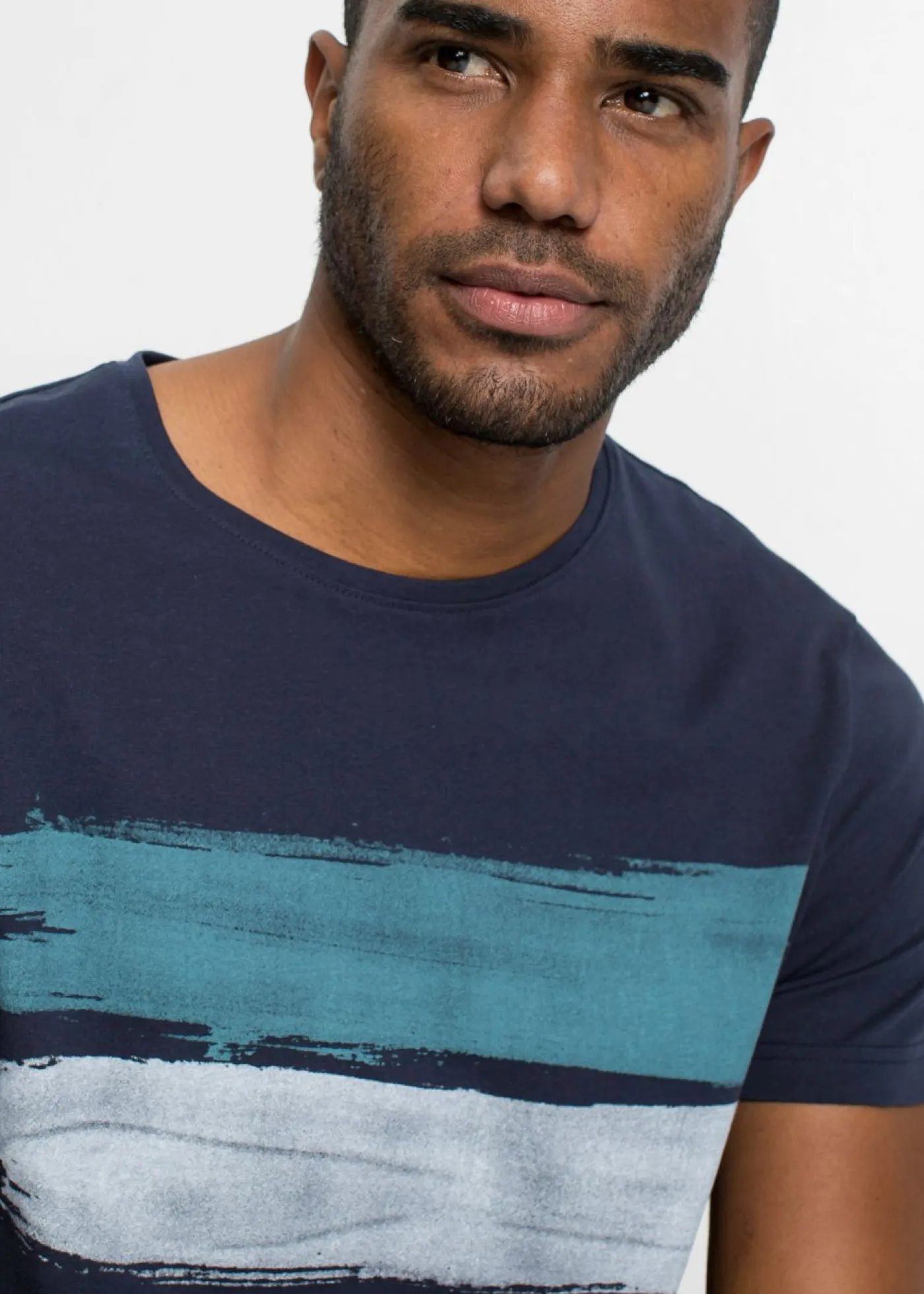 bonprix bonprix Camisetas Y Polos>Camiseta de algodón orgánico puro azul marino rayas horizontales