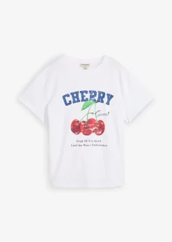 bonprix bonprix Camisetas|Novedades>Camiseta de algodón orgánico puro, estampado Blanco estampado