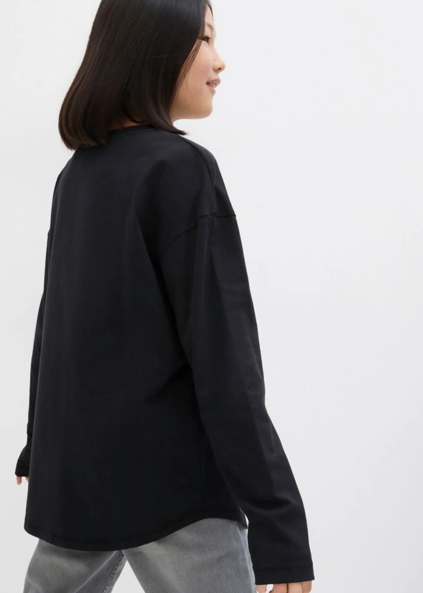 bonprix bonprix Ropa 9 A 16 Años·Camisetas Y Camisas>Camiseta de algodón orgánico puro con manga larga Negro