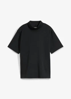 bonprix bonprix Esenciales|Camisetas>Camiseta de algodón orgánico puro con cuello alto Negro