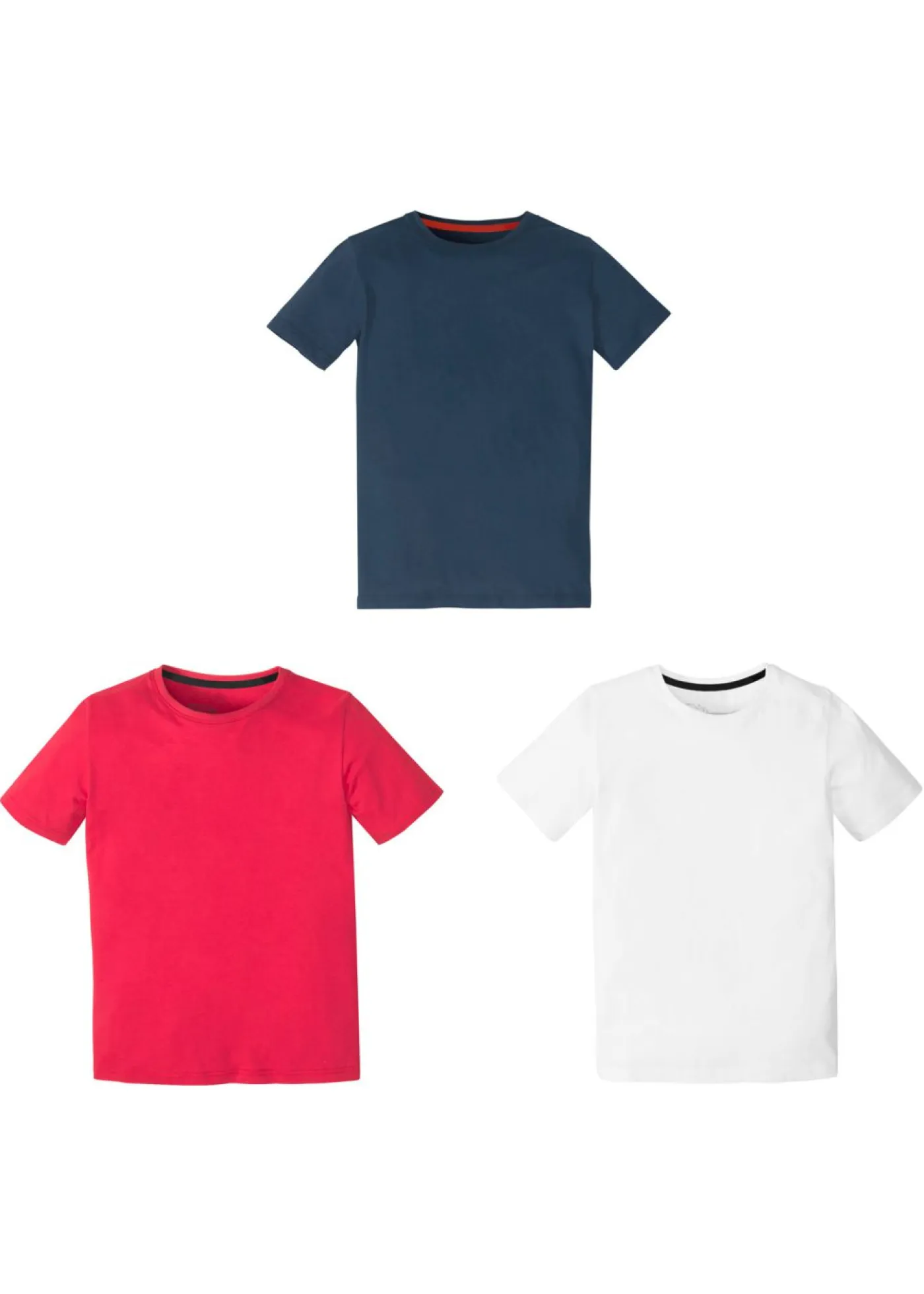 bonprix bonprix Ropa 9 A 16 Años·Camisetas|Ropa 9 A 16 Años·Packs De Ropa>Camiseta de algodón orgánico (3 unidades) Blanco/azul marino/rojo