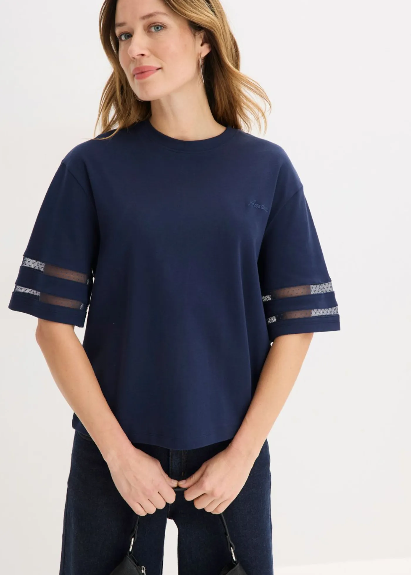 bonprix bonprix Camisetas>Camiseta de algodón orgánico firme Azul marino