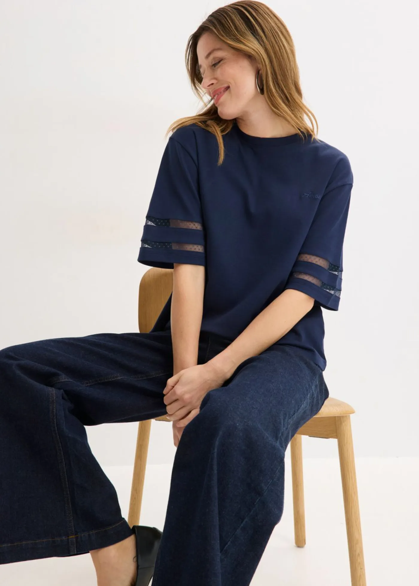 bonprix bonprix Camisetas>Camiseta de algodón orgánico firme Azul marino