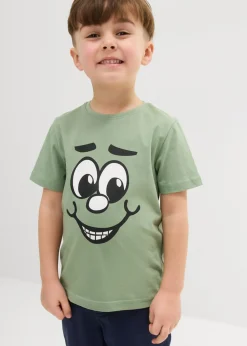 bonprix bonprix Ropa 2 A 9 Años·Multipack|Ropa 2 A 9 Años·Camisetas>Camiseta de algodón orgánico (2 unidades) gris claro jaspeado+verde pino