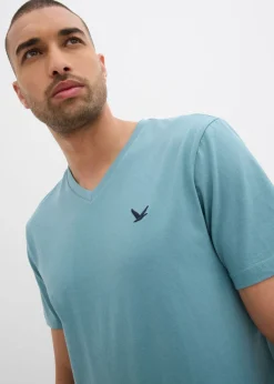 Hombre bonprix bonprix Camiseta de algodón orgánico puro con escote en V (2 unidades)
