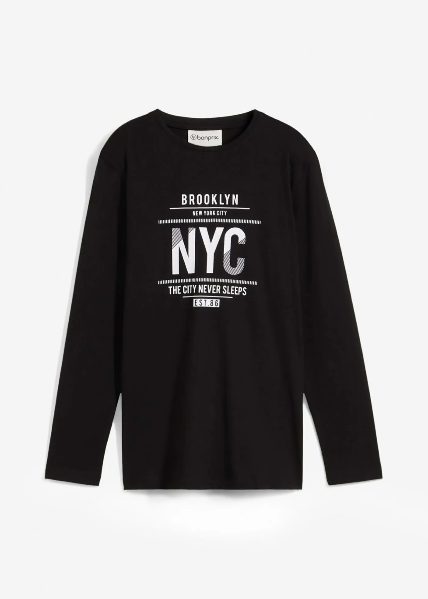 bonprix bonprix Ropa 9 A 16 Años·Camisetas>Camiseta de algodón orgánico puro con manga larga Negro