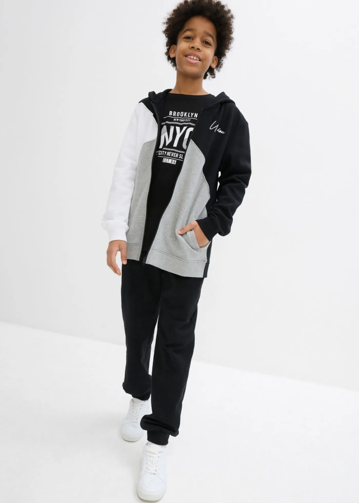 bonprix bonprix Ropa 9 A 16 Años·Camisetas>Camiseta de algodón orgánico puro con manga larga Negro