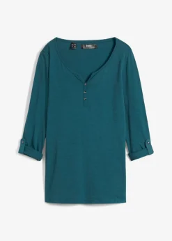 Mujer bonprix bonprix Camiseta de algodón orgánico puro con botones