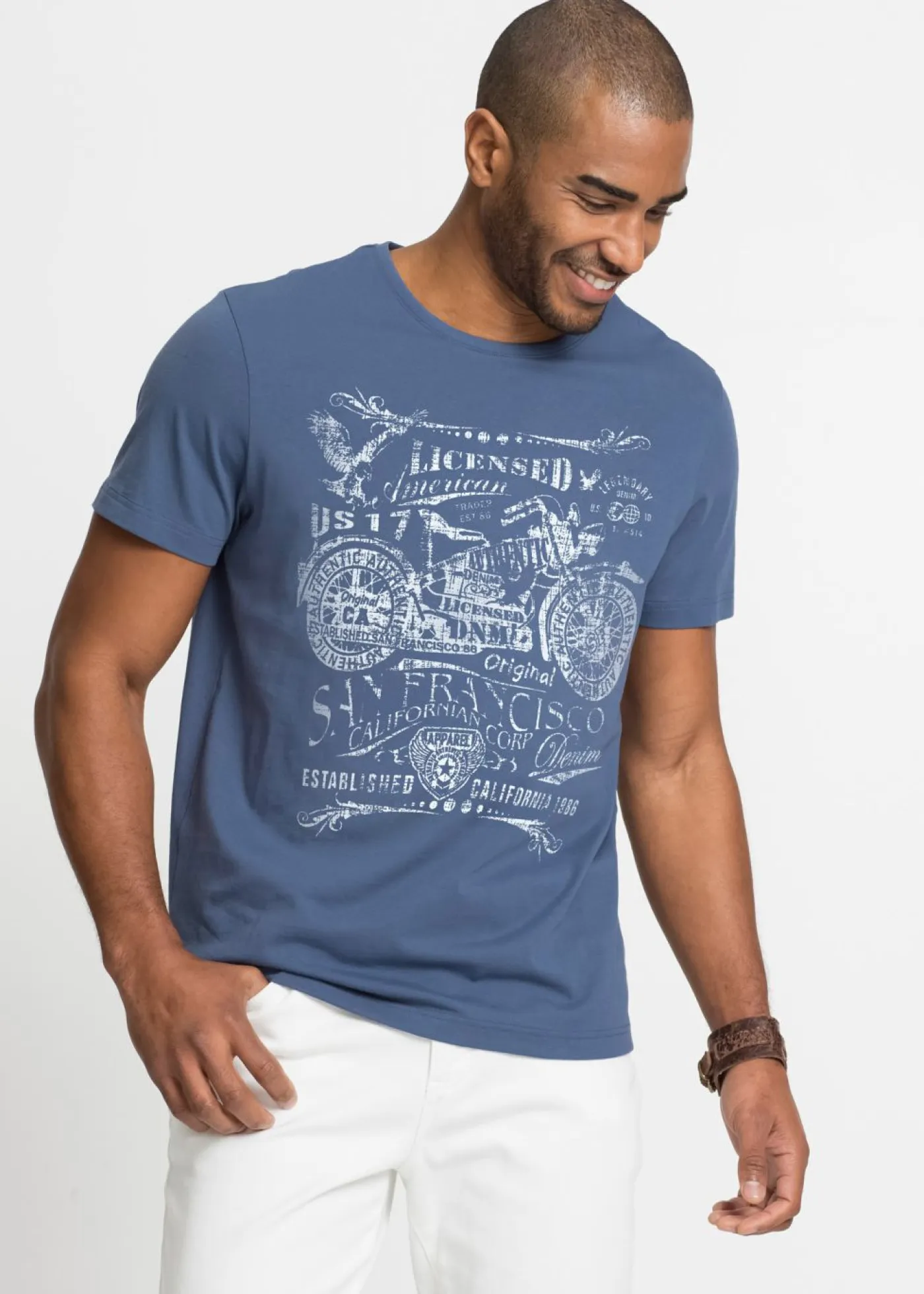 bonprix bonprix Camisetas Y Polos>Camiseta de algodón puro índigo