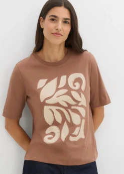 bonprix bonprix Básicos|Camisetas>Camiseta de algodón puro marrón castaño-arena claro