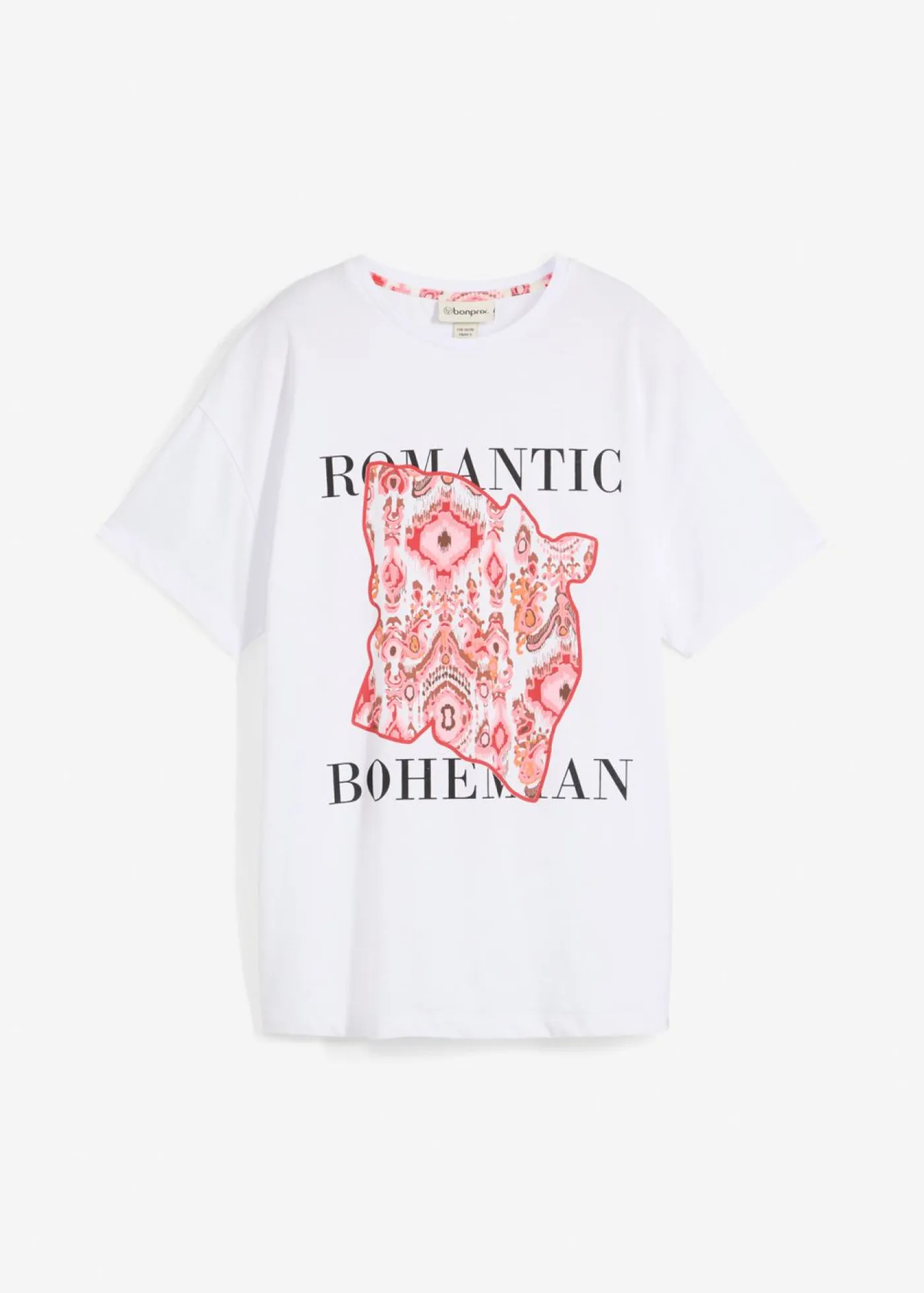 bonprix bonprix Camisetas>Camiseta de algodón puro Blanco-rojo