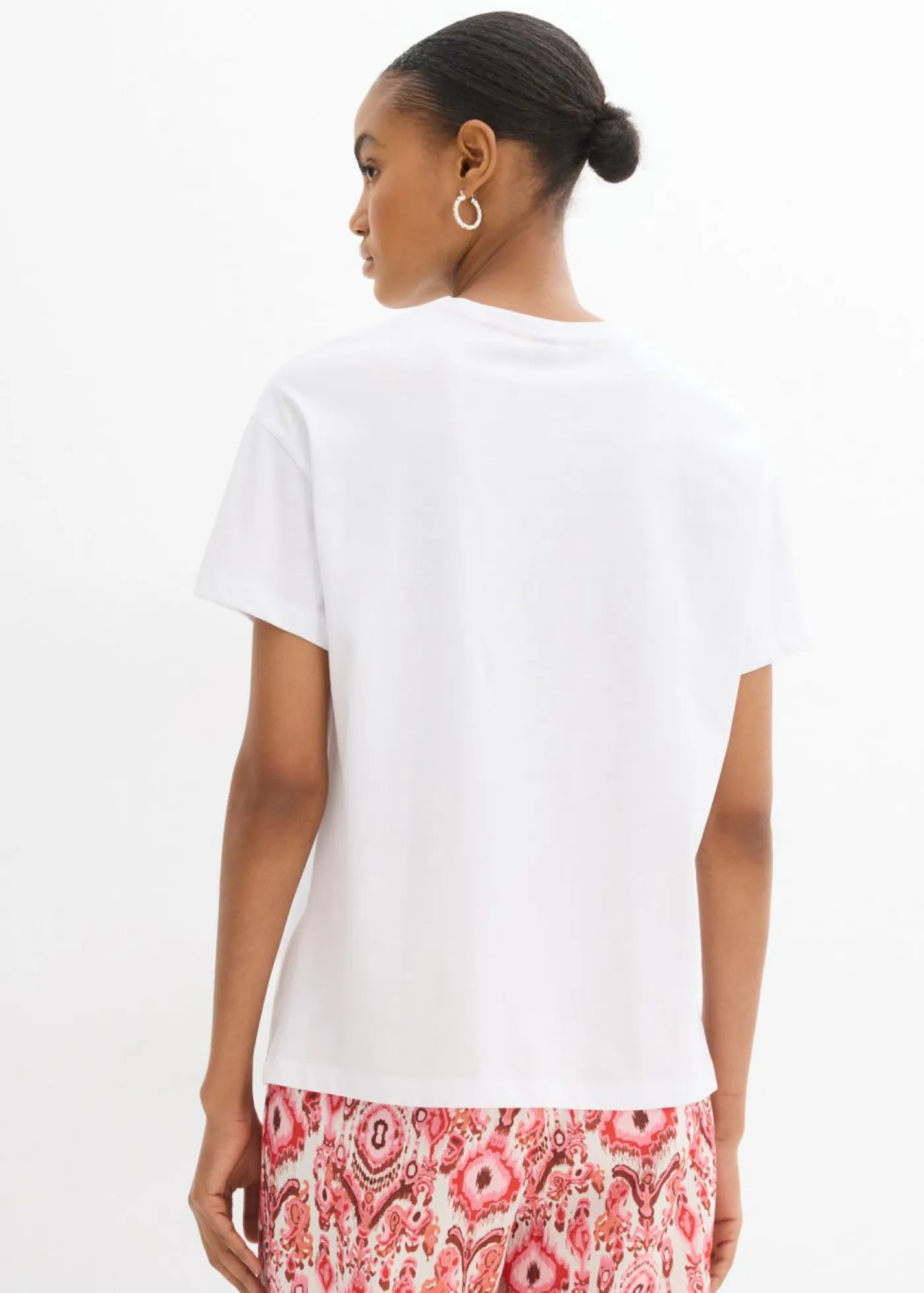 bonprix bonprix Camisetas>Camiseta de algodón puro Blanco-rojo