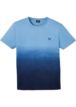 bonprix bonprix Camisetas Y Polos>Camiseta de algodón puro Azul cristal-azul oscuro
