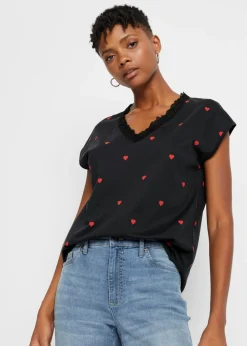 bonprix bonprix Camisetas|Novedades>Camiseta de algodón puro Negro estampado